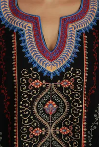Midnight Kashmiri Embroidered Free Size Phiran- Free Size image 6