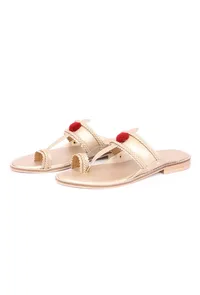 Golden Pom Pom Sandals image 3
