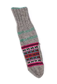 Grey & Multi Hand Knitted Woolen Winter Socks image 3