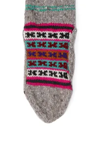 Grey & Multi Hand Knitted Woolen Winter Socks image 6