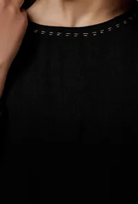 Black Straight Cashmilon Kurta image 6