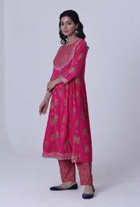 Cerise Pink Cotton Rayon Kurta image 3