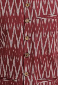 Maroon Red Ikat Nehru Jacket image 6