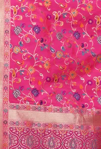 Pink Color Semi Silk Dupatta With Zari Weaving image 5