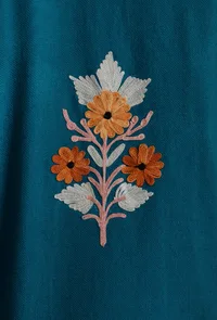 Venice Blue Aari Embroidered Kashmiri Phiran-Free Size image 6