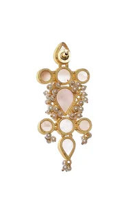 Gold Stone Sea Green Pearl Earrings image 4