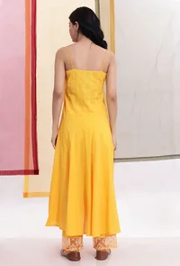 Bumblebee Yellow Cotton Kalidar Slip Kurta image 4