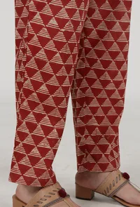 Ajrakh Printed Red Cotton Pant image 2