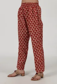 Ajrakh Printed Red Cotton Pant image 3