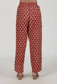 Ajrakh Printed Red Cotton Pant image 4