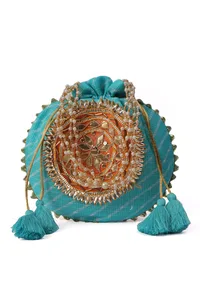 Radiant Sky Blue Potli with Gotapatti Detail Potli image 2