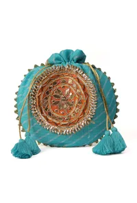 Radiant Sky Blue Potli with Gotapatti Detail Potli image 3