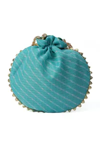 Radiant Sky Blue Potli with Gotapatti Detail Potli image 4