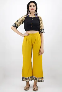 Black Cotton Blouse With Ajrakh Sleeves image 1