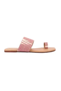 Flamingo Pink & Tortilla Brown Ikat One Toe Cruelty Free Leather Flats image 5