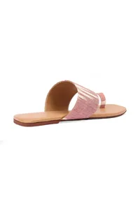 Flamingo Pink & Tortilla Brown Ikat One Toe Cruelty Free Leather Flats image 6