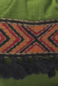 Green Cotton Mirror Tassels Potli image 5