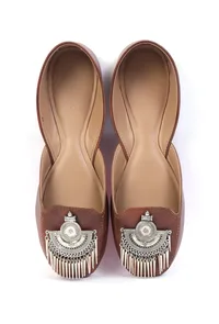 Rustic Coffee Jutti with Tribal Silver Details image 2