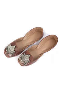 Rustic Coffee Jutti with Tribal Silver Details image 3