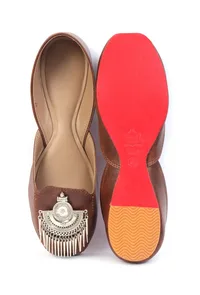 Rustic Coffee Jutti with Tribal Silver Details image 4