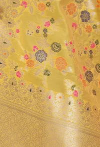 Yellow Color Semi Silk Dupatta With Zari Weaving image 5