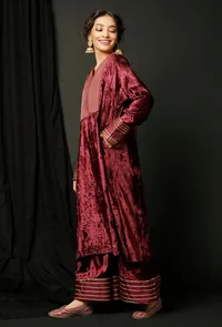 Set of 2 : Wine Velvet Phiran and Wine Velvet  Pallazo image 3