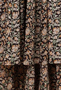 Set of 2: Black Kalamkari Printed Kurta and Skirt image 5