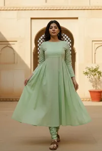 The Easy Going Light Green Cotton Kurta image 1