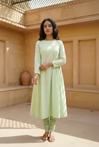 The Easy Going Light Green Cotton Kurta image 2