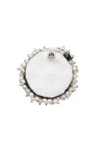 Circular Flower Shaped Handcrafted Green Fabric Style Earrings image 4