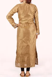 Golden Brown Mirror Embroidered Silk Kurta image 2