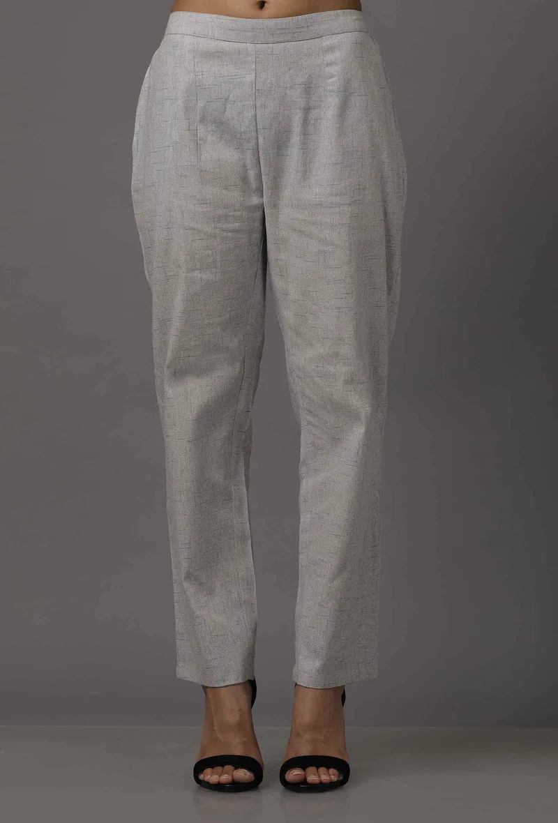 Light Blue Pure Woven Cotton Pants
