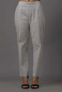 Light Blue Pure Woven Cotton Pants image 1