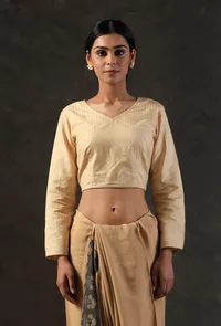 Sand Beige V-Neck Blouse image 1