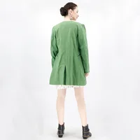 Green cotton linen A-line jacket with side pockets image 4