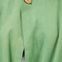 Green cotton linen A-line jacket with side pockets image 5