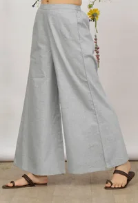 Powder Blue Cotton Khaadi Flared Pants image 2