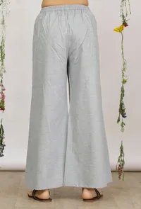Powder Blue Cotton Khaadi Flared Pants image 4