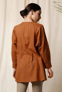 Narangi Angrakha Cotton Slub Top image 5