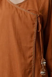 Narangi Angrakha Cotton Slub Top image 6