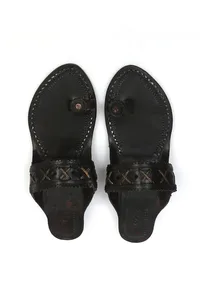 Chandralekha Gold Stitch Cruelty-Free Genuine Leather Kolhapuri image 2