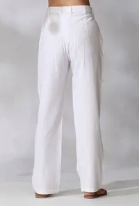 Set Of 2- Aquamarine Green Ikkat Kurta with White Cotton Pants With Pockets image 4