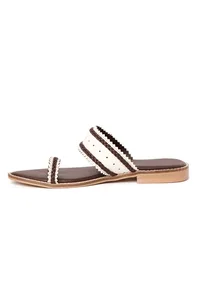 White & Brown Cruelty-Free Leather Sandals image 5