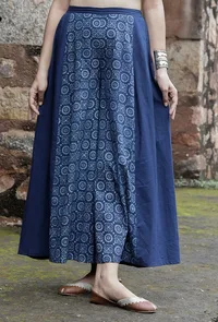 Udita Indigo Solid-Printed Palazzo Pants image 1