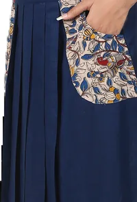 Navy Blue Pure Cotton Pleated Kalamkari Skirt image 4