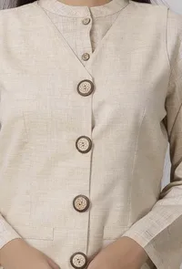 Cream Cotton Khadi Jacket image 3