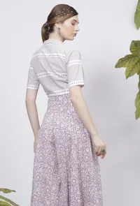 Lilac Stripes Hand-Block Printed Cotton Belly-Shirt image 4