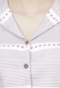 Lilac Stripes Hand-Block Printed Cotton Belly-Shirt image 5