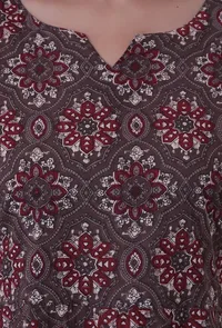 Woody Brown & White Cotton Block Printed Kurta image 5