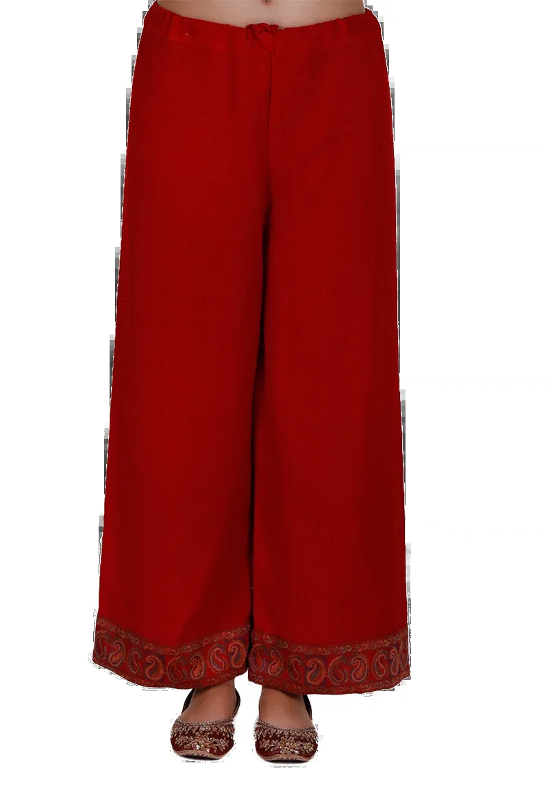 Maroon Kani Semi-Pashmina Palazzo